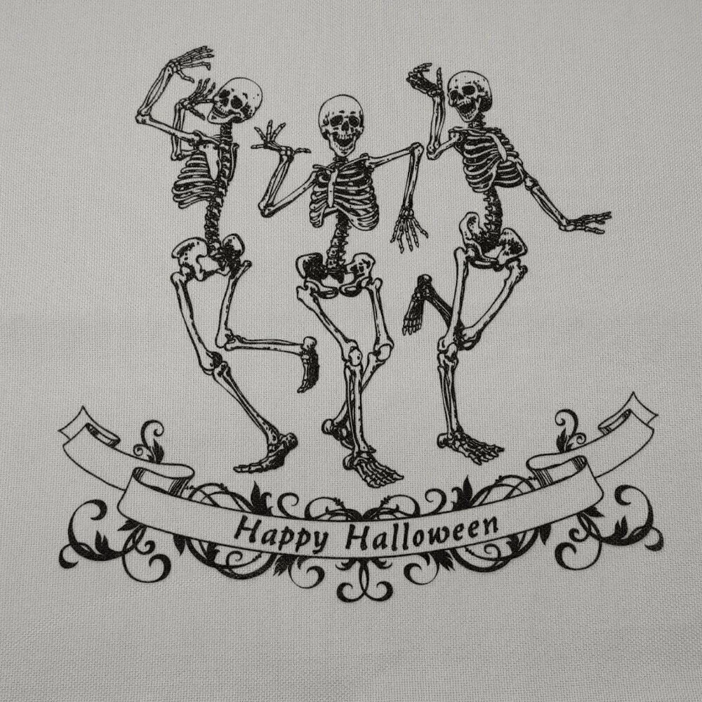Dancing Skeletons Happy Halloween Square Pillow Cover With Zipper Closure White